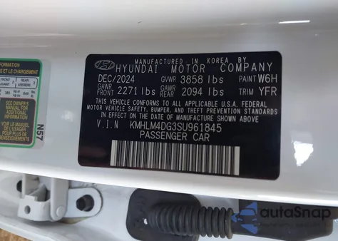 2025 Hyundai Elantra Sel Sport z USA, uszkodzony, nr VIN KMHLM4DG3SU961845